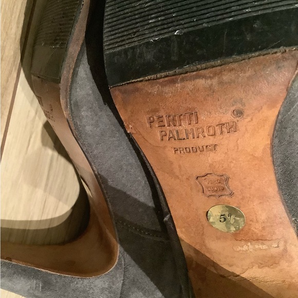 Vintage FINNISH Grey Suede leather  fold over 3” heeled boots - Picture 10 of 12